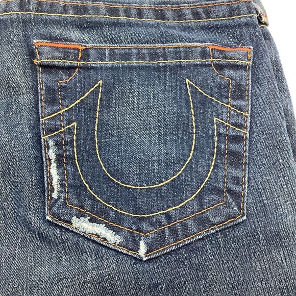 True Religion Womens Bobby Boot Cut Distressed Denim Jeans Blue Size 31 - Picture 5 of 9